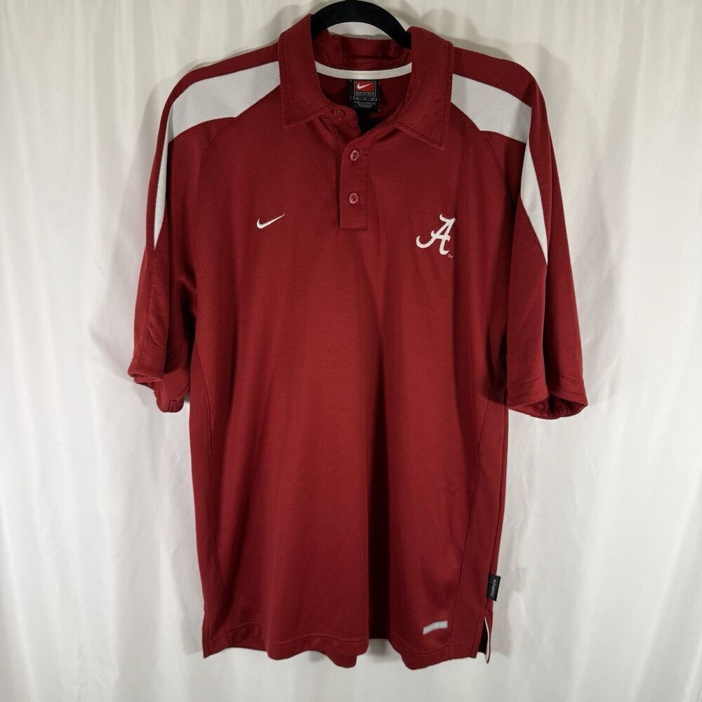 Alabama Crimson Tide Nike Polo Men's Medium Solid Red Short Sleeve Pullover